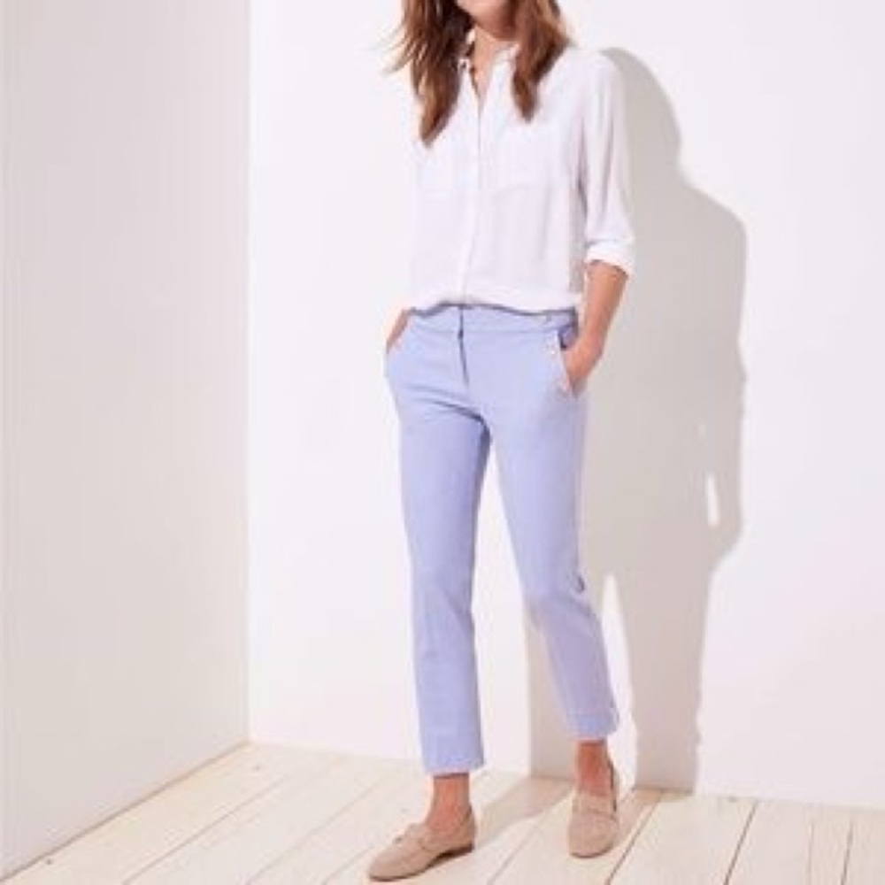 NWT LOFT Riviera Marisa Fit Sailor Pants Blue Stripe Ankle Dress Pants Sz 4